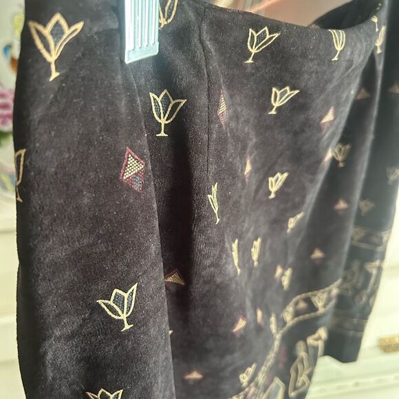 Vintage Wearever Black Patterned Mini A-Line Skirt XL - Picture 14 of 14